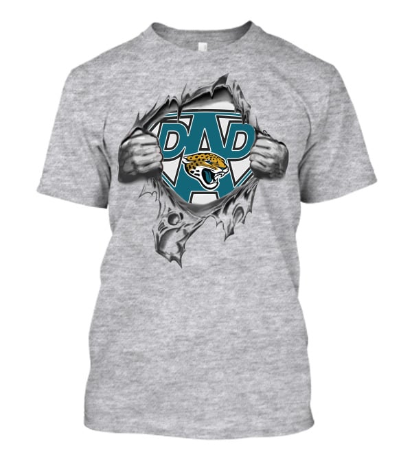Super Dad Jacksonville Jaguars Fan Logo With Claw Tear Effect T-Shirt
