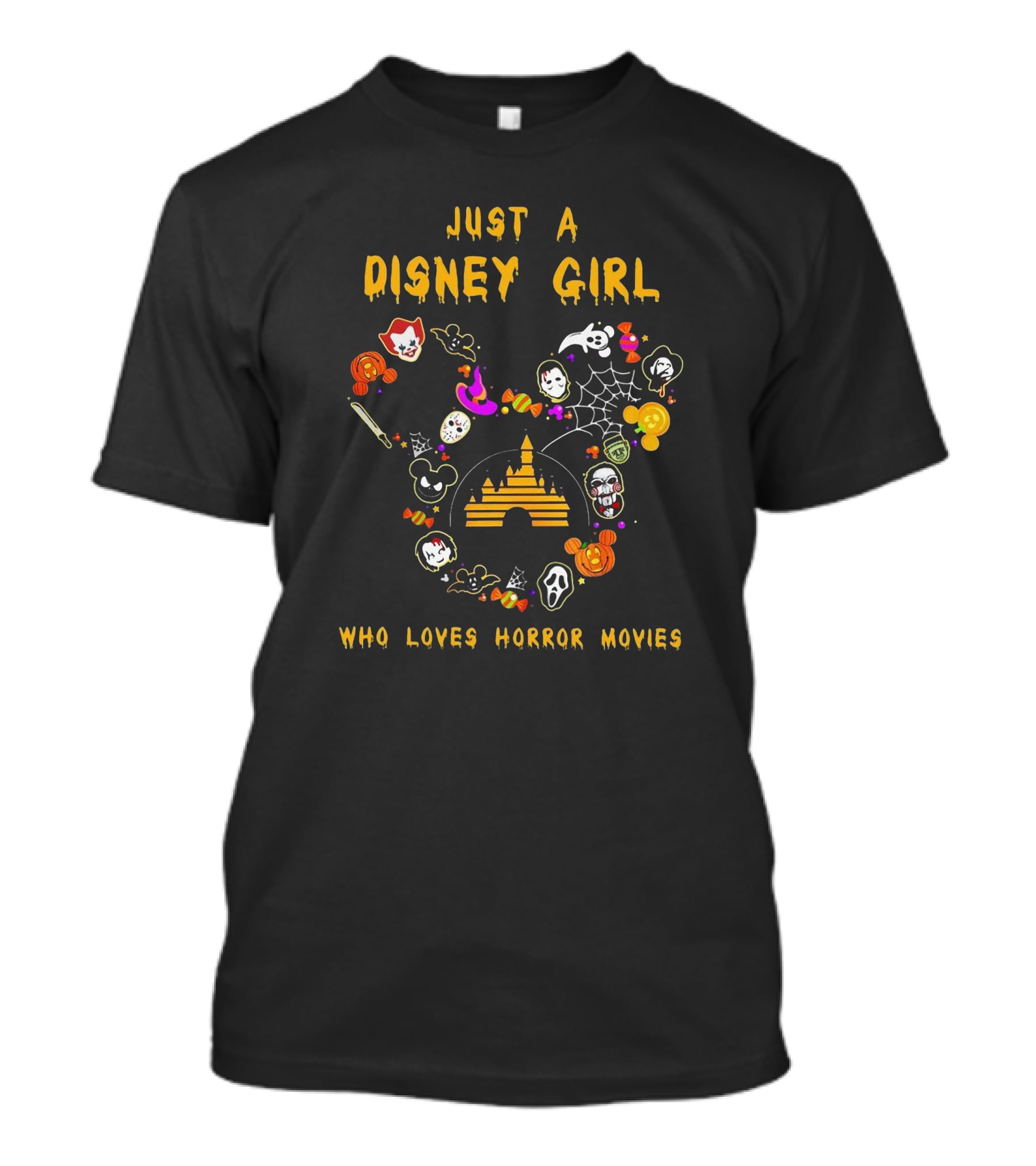 Just A Disney Girl With Icons Who Loves Horror Movies T-Shirt