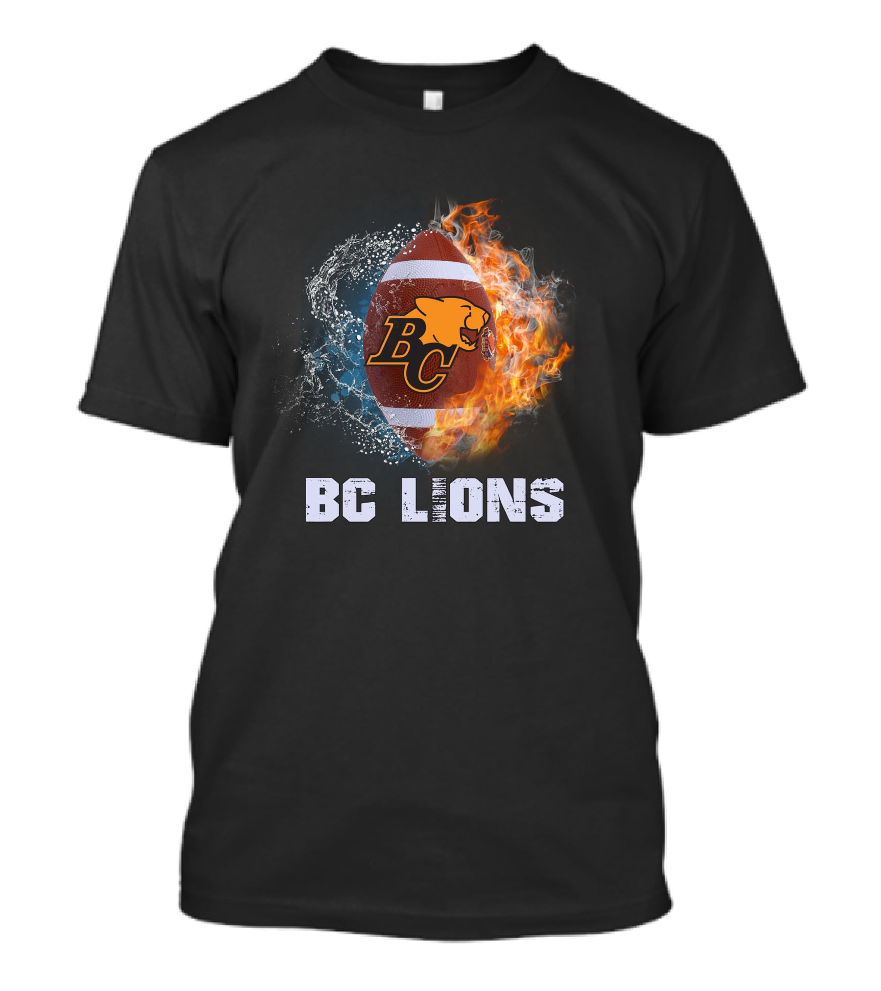 BC Lions Football Logo With Fire And Water Elements T-Shirt