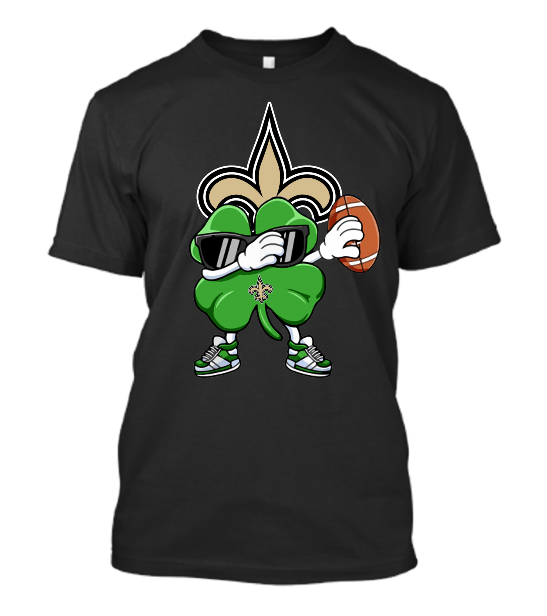 New Orleans Saints Shamrock Football Dab Fleur-de-lis T-Shirt
