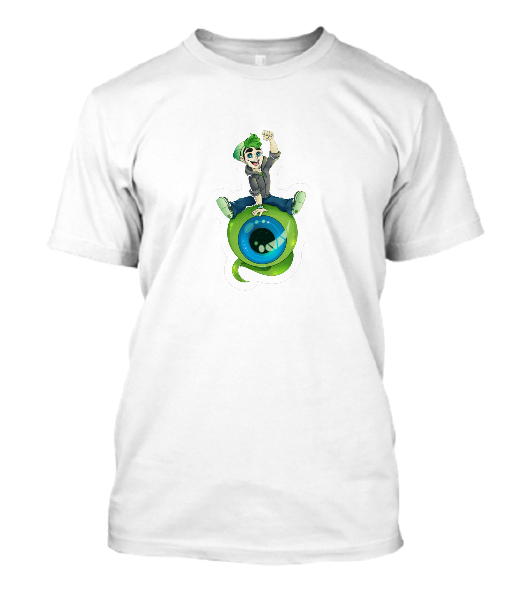 Jacksepticeye Character Riding Green Eye With Green Hair T-Shirt