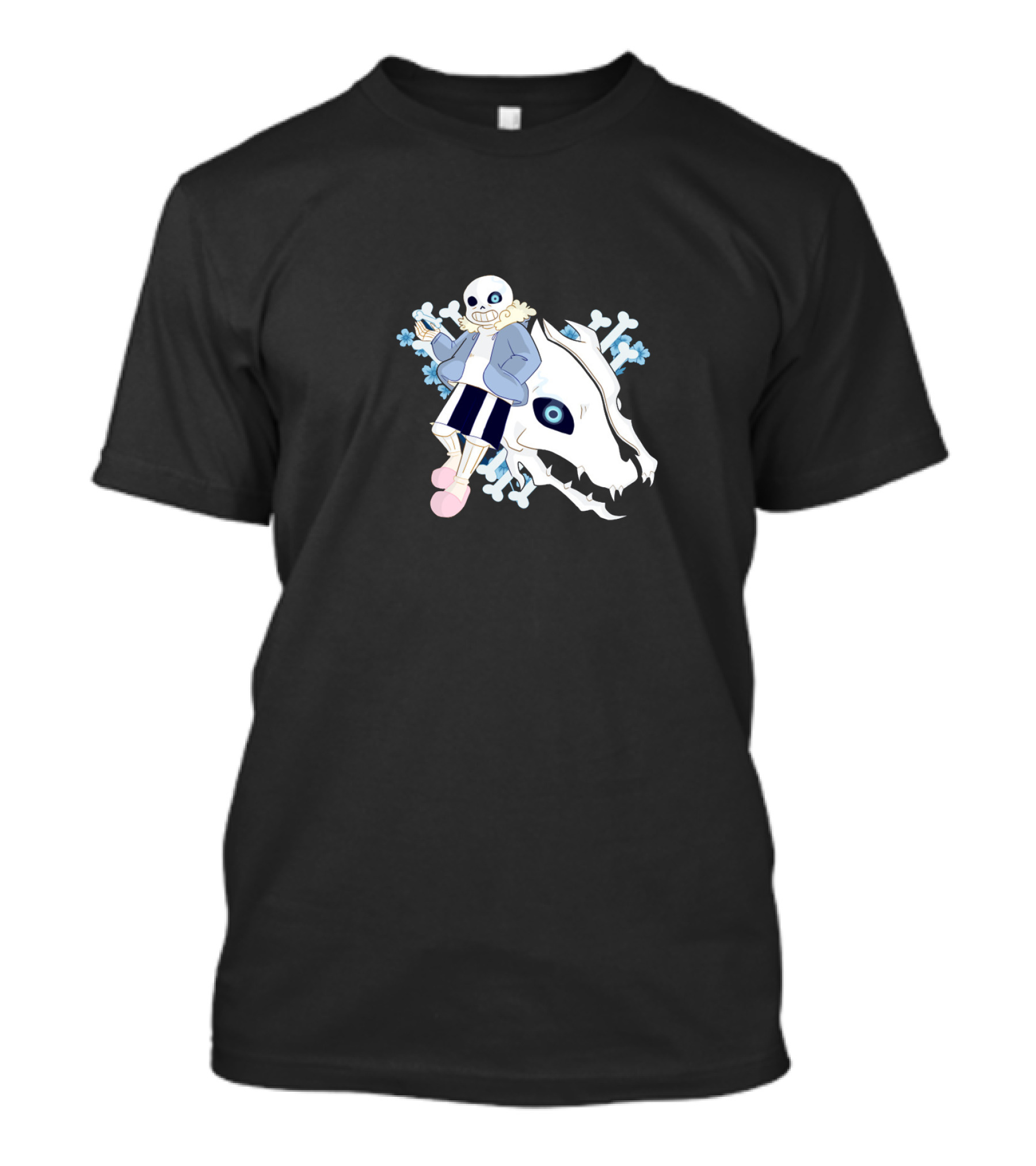 Undertale Sans With Gaster Blaster And Blue Bones T-Shirt