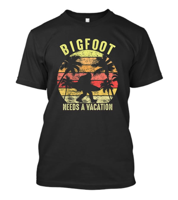 Bigfoot Needs A Vacation Retro Vintage Hawaiian Sunset T-Shirt