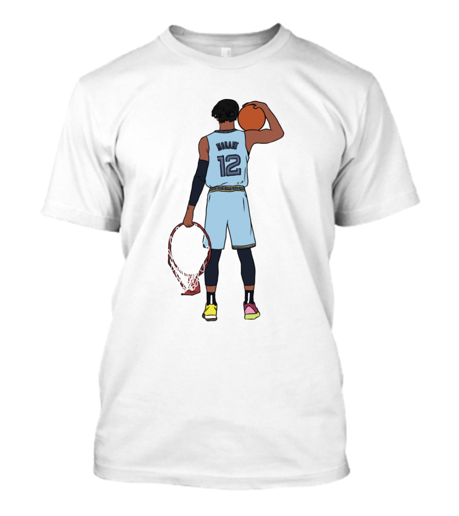 Ja Morant Funny Holding Basketball And Rim In Memphis Jersey T-Shirt