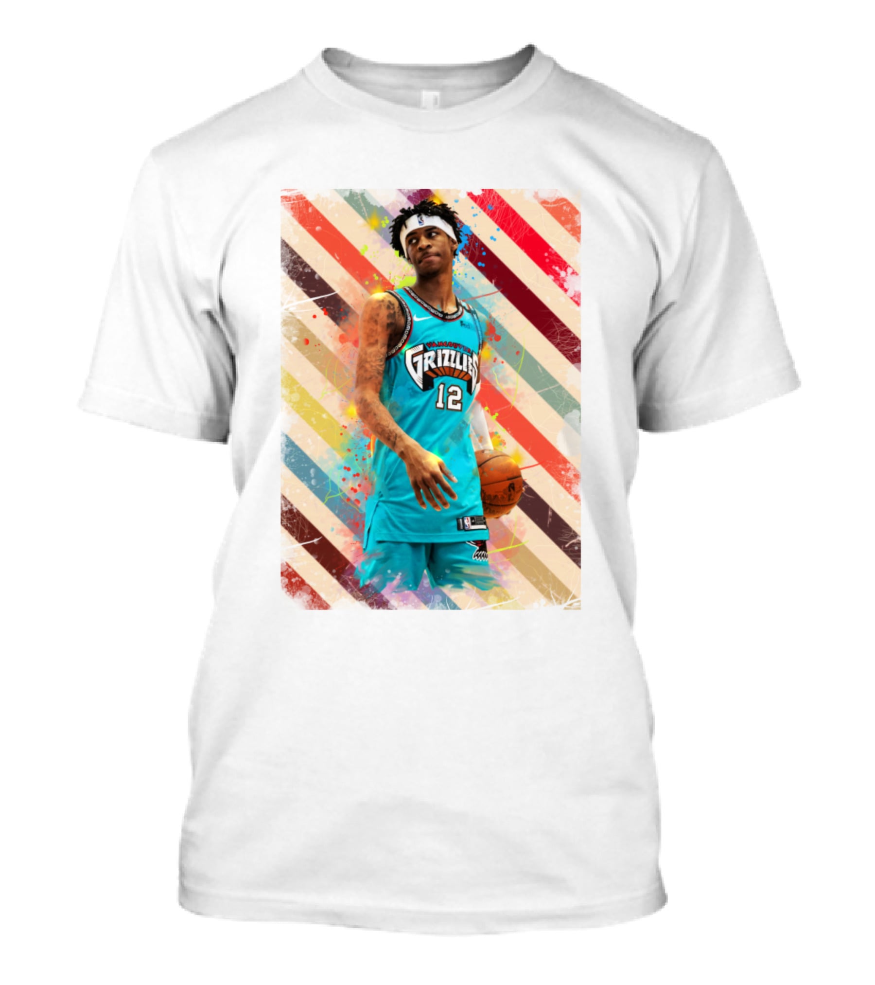 Ja Morant Grizzlies Basketball Vintage Stripes T-Shirt