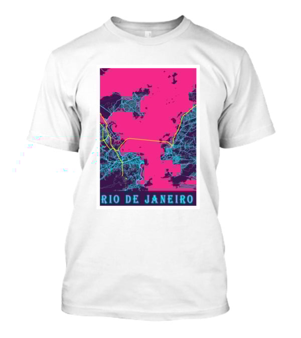 Funny Neon Rio De Janeiro Map Cityscape T-Shirt