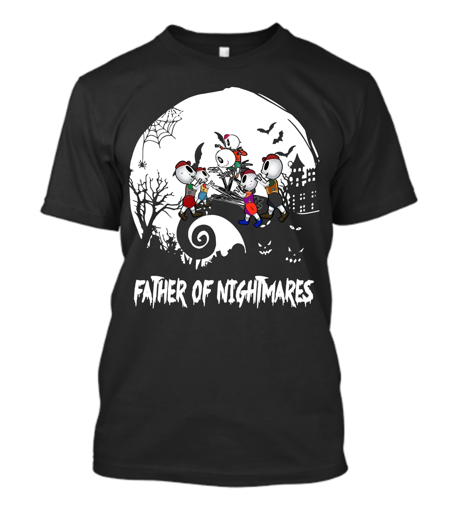 Father Of Nightmares Halloween Skeleton Kids Spooky Scene T-Shirt