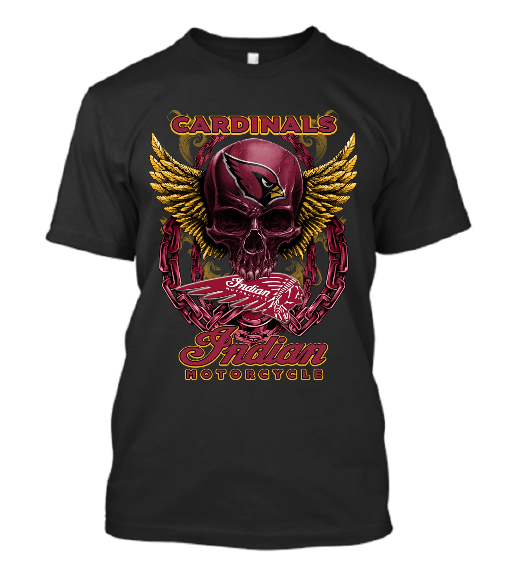 Cardinals Indian Motorcycle Skull Wings T-Shirt