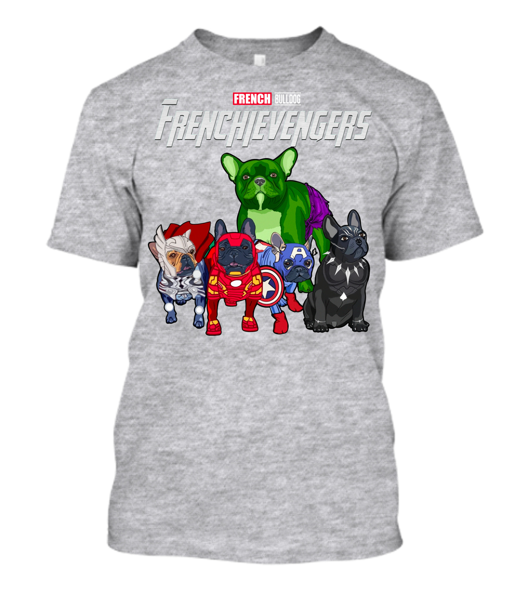 French Bulldog Frenchievengers Superhero Canine Team T-Shirt