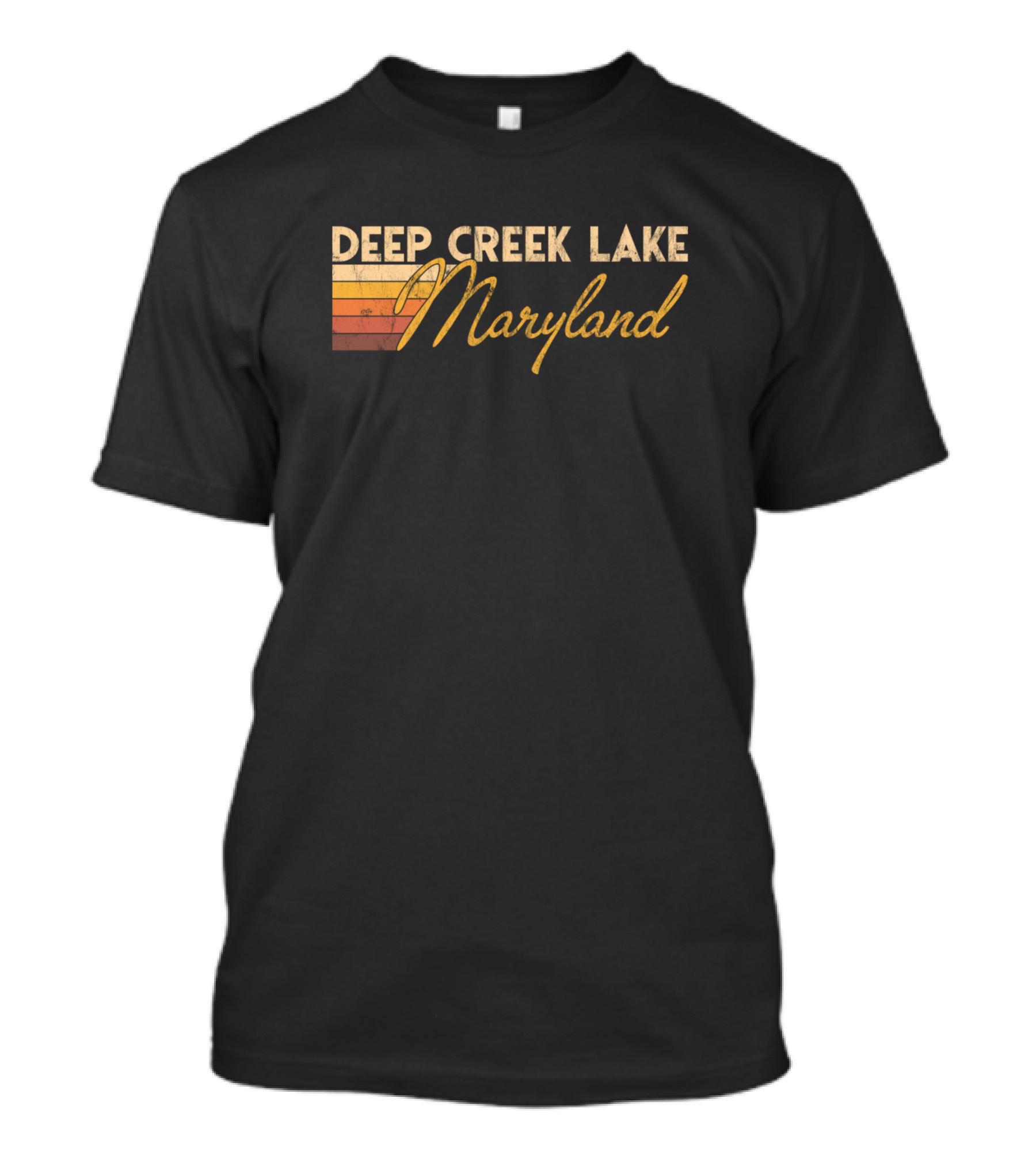 Deep Creek Lake Maryland Vintage Sunset Stripes T-Shirt