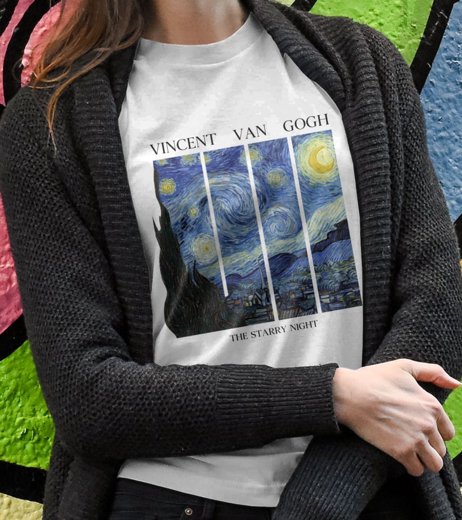 Vincent Van Gogh The Starry Night Quadrant Series T-Shirt