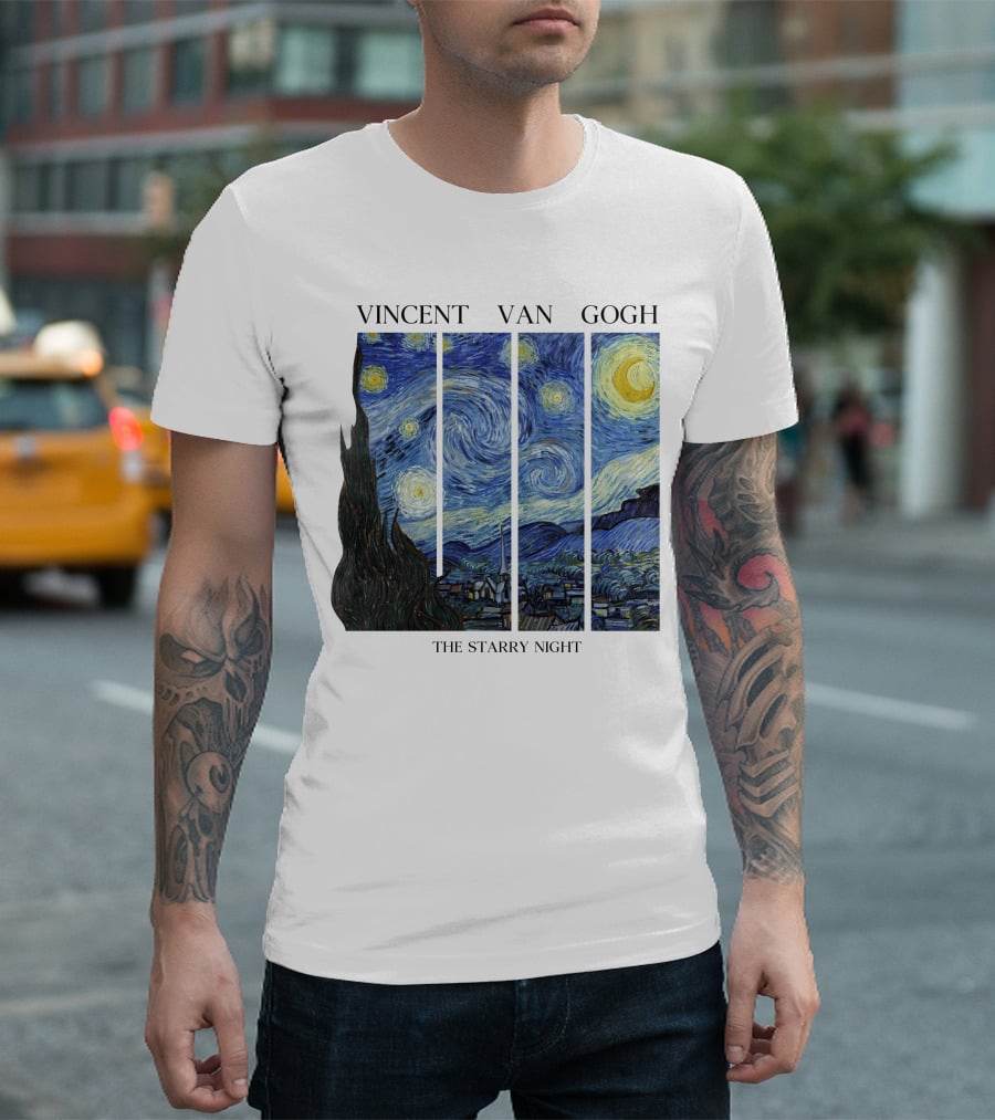 Vincent Van Gogh The Starry Night Quadrant Series T-Shirt