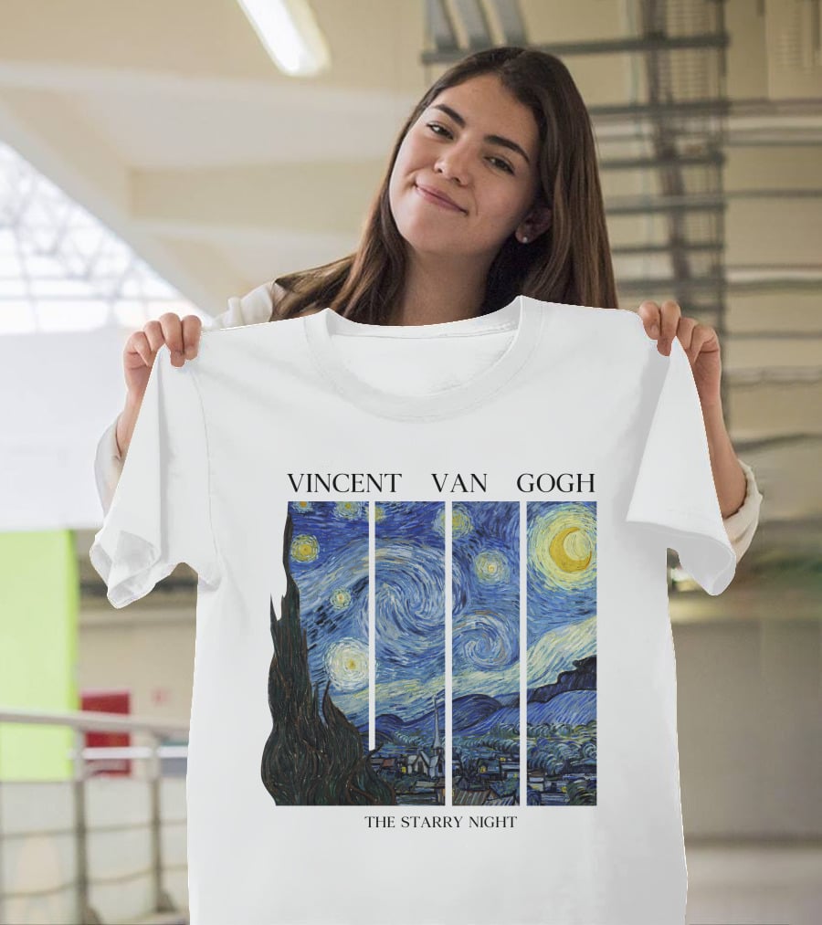 Vincent Van Gogh The Starry Night Quadrant Series T-Shirt