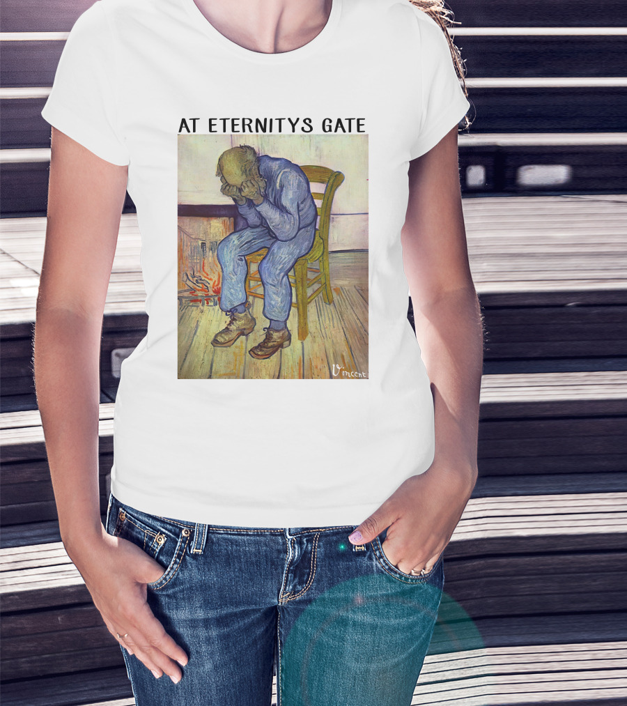 At Eternitys Gate Vincent Van Gogh Vintage Painting Chair Fire Mood T-Shirt