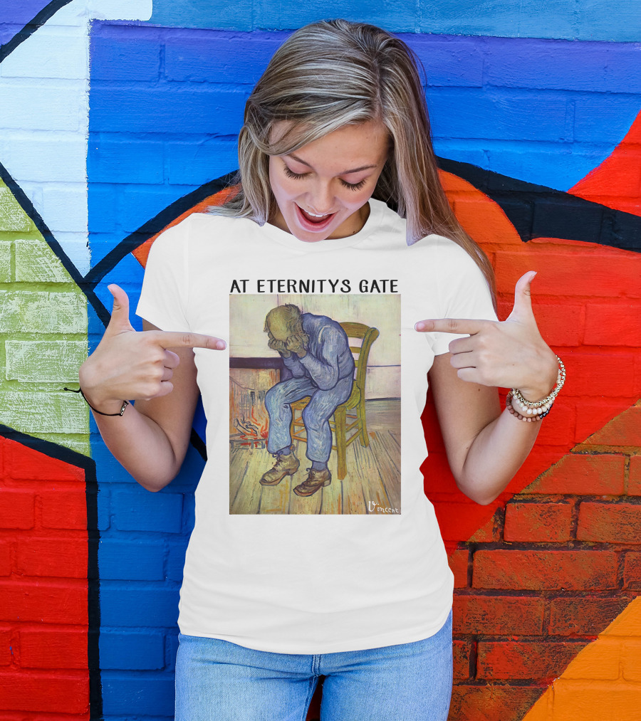 At Eternitys Gate Vincent Van Gogh Vintage Painting Chair Fire Mood T-Shirt