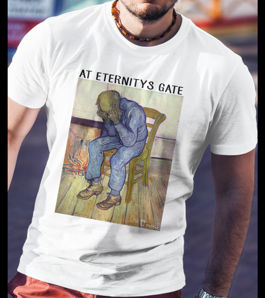 At Eternitys Gate Vincent Van Gogh Vintage Painting Chair Fire Mood T-Shirt