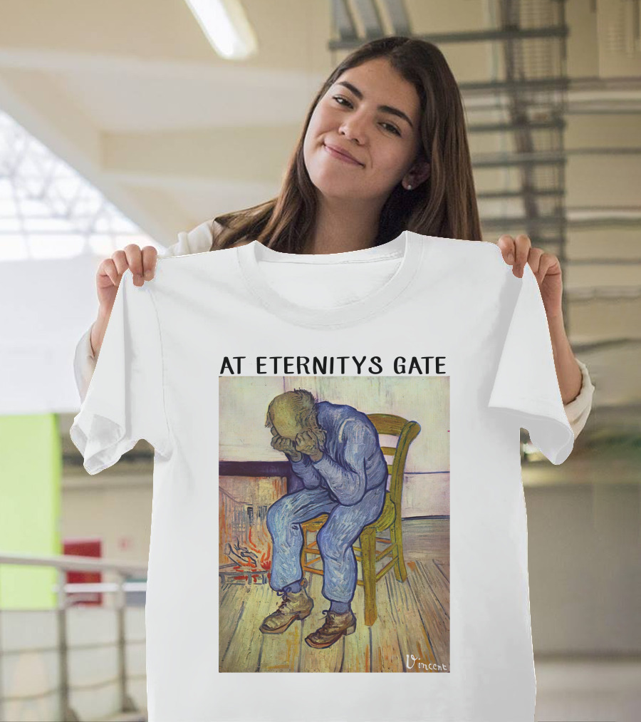 At Eternitys Gate Vincent Van Gogh Vintage Painting Chair Fire Mood T-Shirt