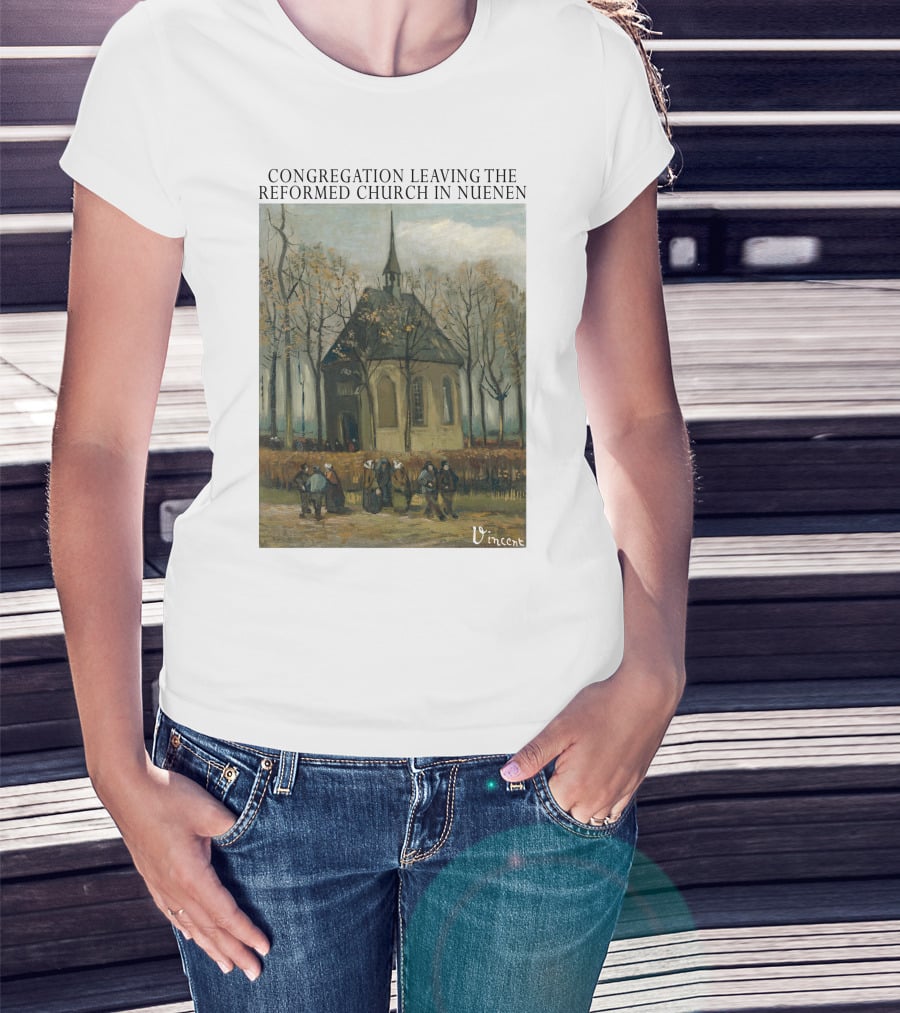 Congregation Leaving The Reformed Church In Nuenen Vincent Van Gogh Painting T-Shirt