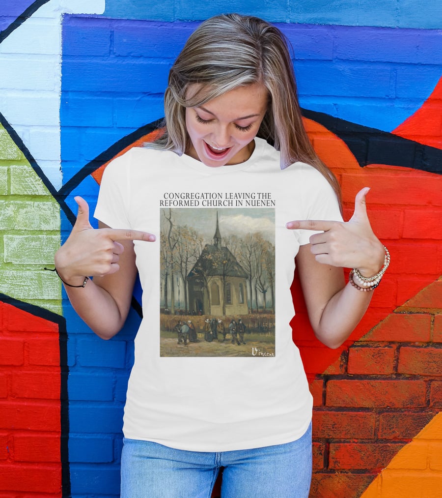Congregation Leaving The Reformed Church In Nuenen Vincent Van Gogh Painting T-Shirt