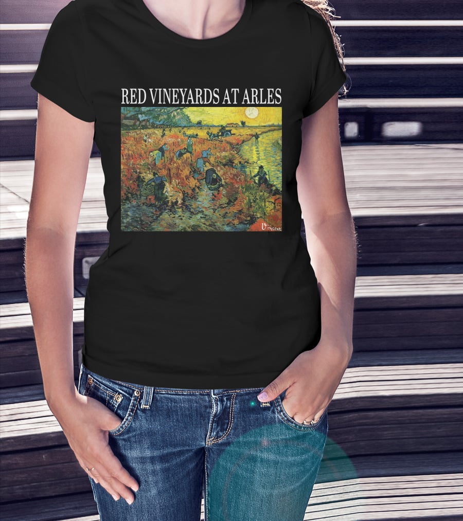 Red Vineyards At Arles Vincent Van Gogh Painting Dark T-Shirt