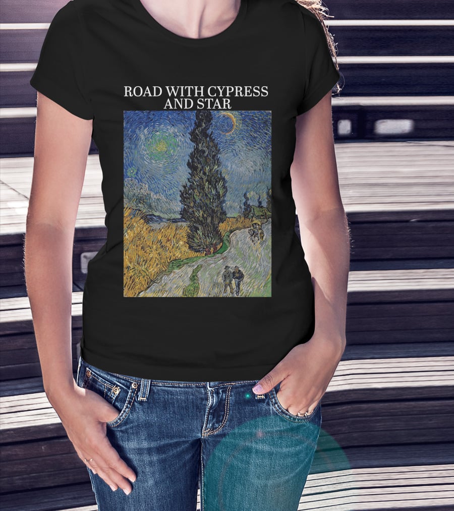 Vincent Van Gogh Road With Cypress And Star T-Shirt