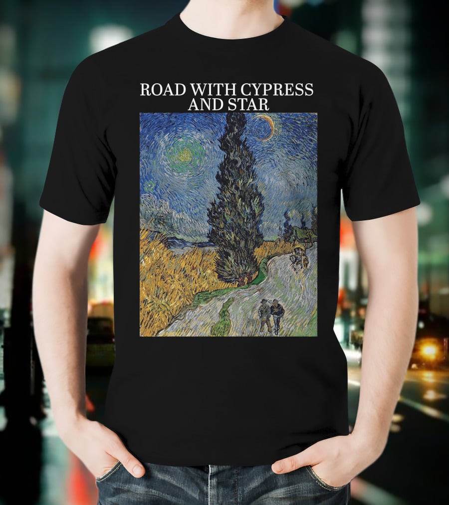 Vincent Van Gogh Road With Cypress And Star T-Shirt