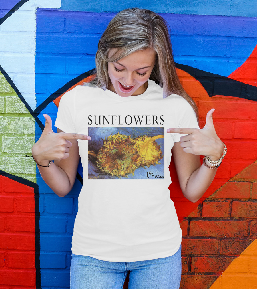 Sunflowers Vincent Van Gogh Painting Vincent Signature T-Shirt