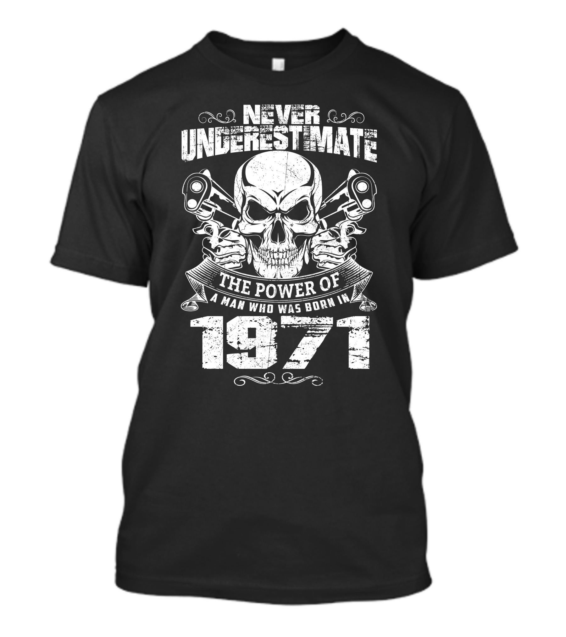 Never Underestimate The Power Of A Man Who Was Born In 1971 Skull Pistons T-Shirt