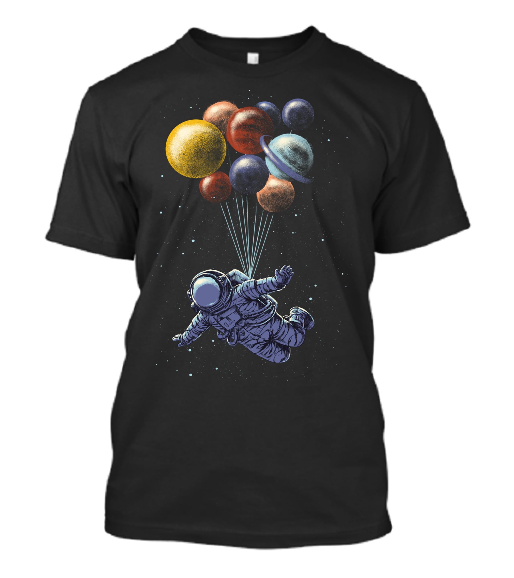 Space Travel Astronaut With Planet Balloons T-Shirt