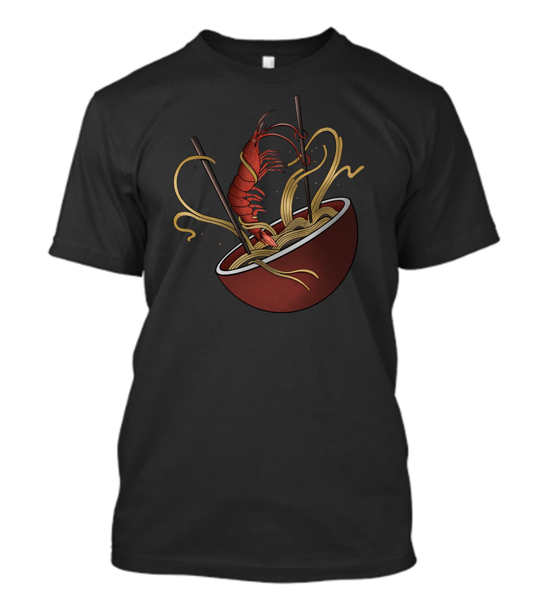 Shrimp Noodles Bowl With Chopsticks In Ramen T-Shirt