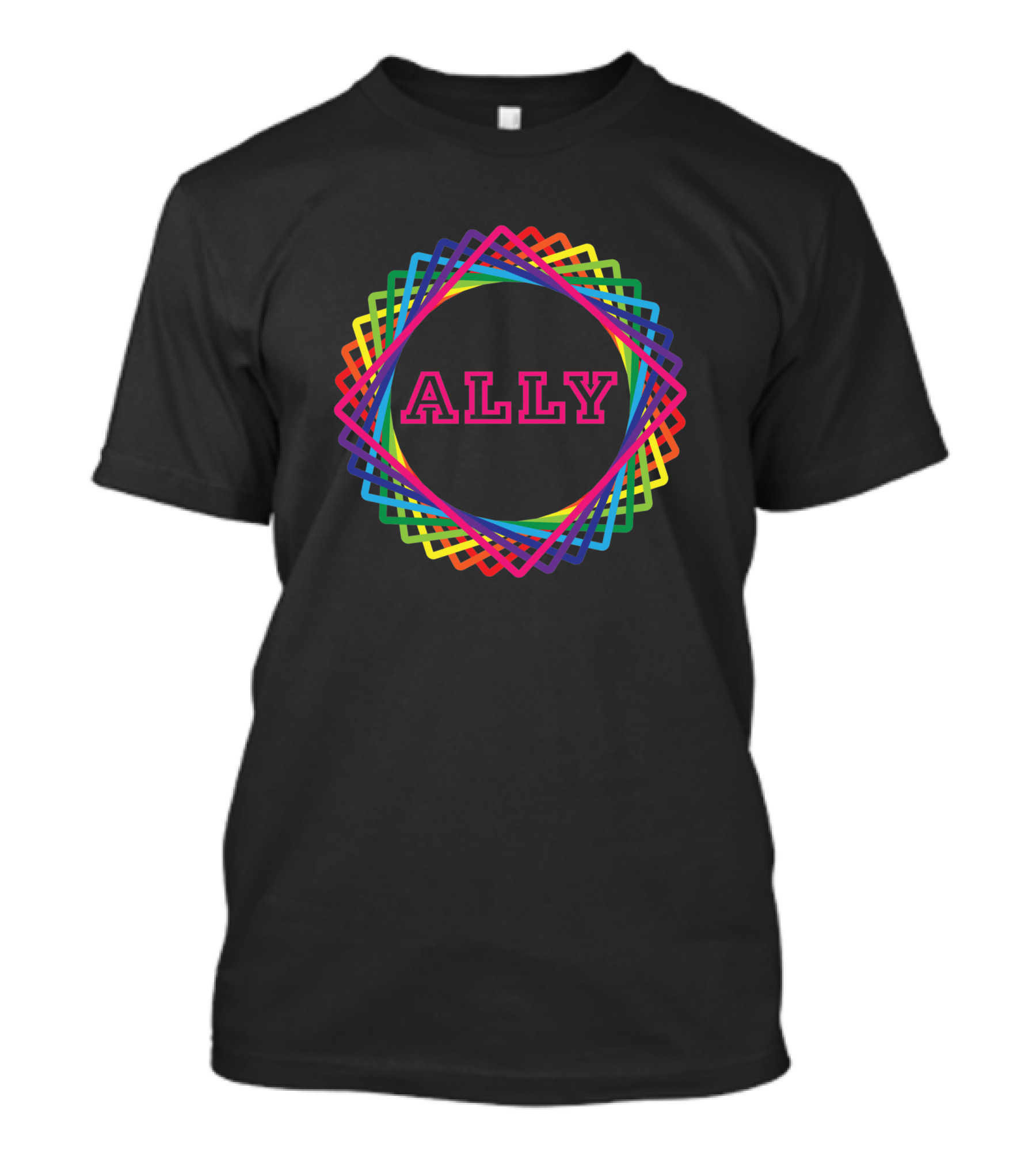 Ally Vibrant Rainbow Geometric Swirl T-Shirt