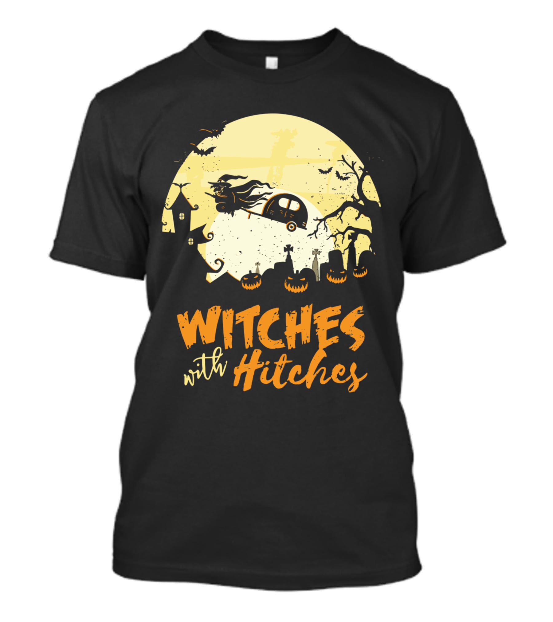 Witches With Hitches Moonlit Halloween Scene T-Shirt