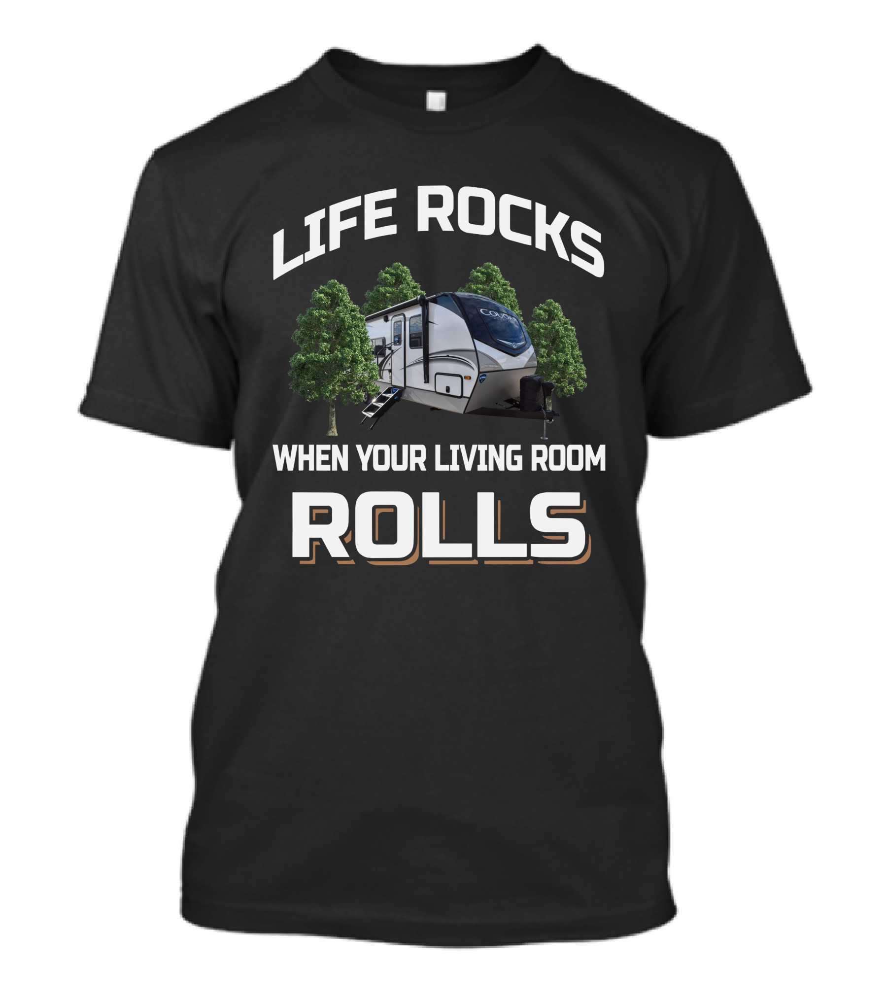 LIFE ROCKS WHEN YOUR LIVING ROOM ROLLS Keystone Cougar 22MLS T-Shirt