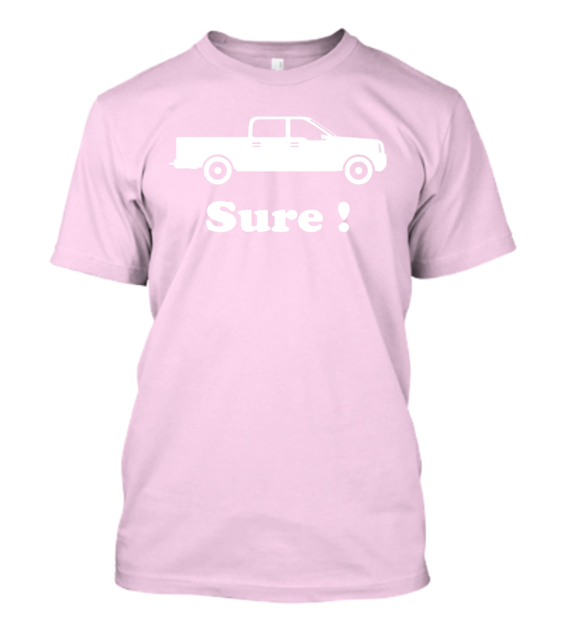 Sure Truck White Silhouette Pink Background T-Shirt