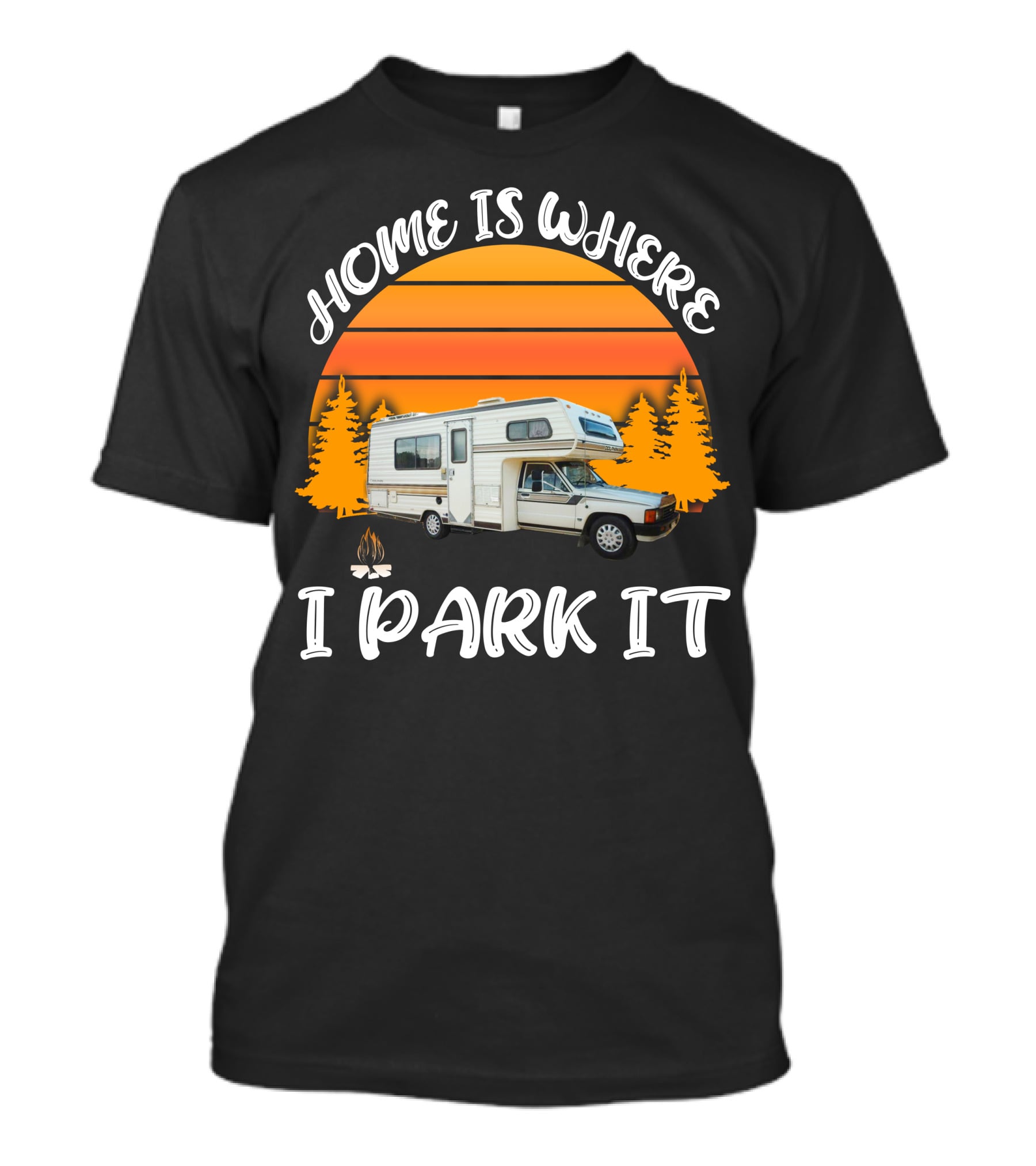Home Is Where I Park It Toyota Dolphin Camper Sunset Scene T-Shirt
