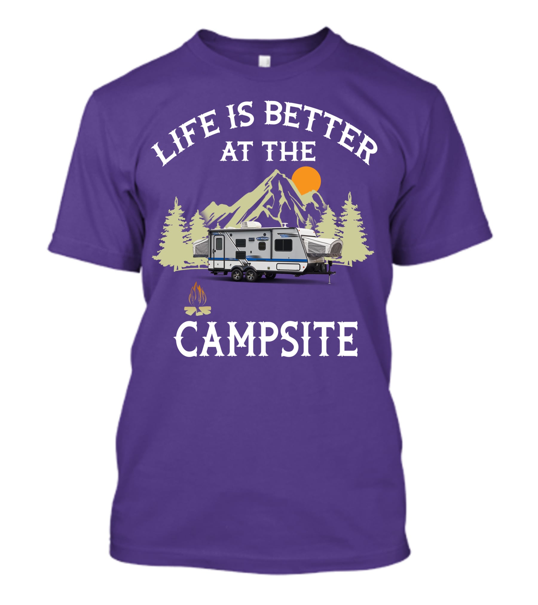 Life Is Better At The Campsite Hybrid Campers Mountain Scene T-Shirt