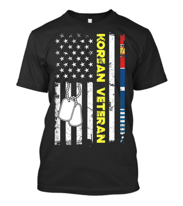 Korean Veteran American Flag Dog Tags Patriotic Soldier T-Shirt