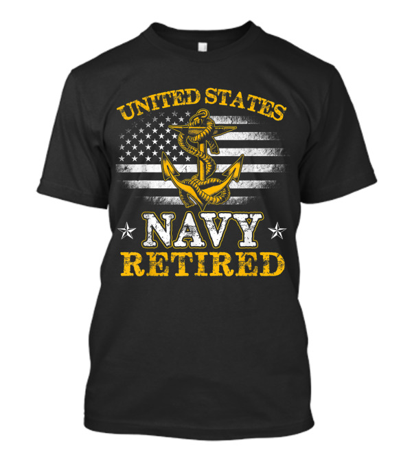 United States Navy Retired Anchor American Flag Stars Faded Grunge Veteran T-Shirt