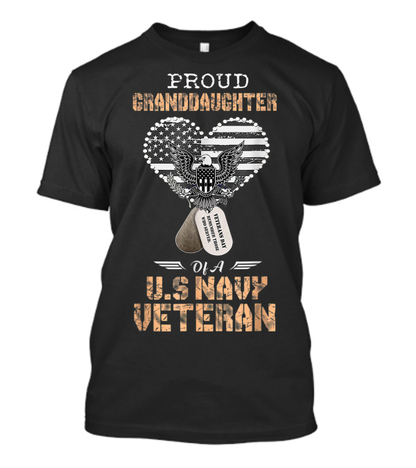 Proud Granddaughter Of A U.S. Navy Veteran With American Flag And Eagle T-Shirt