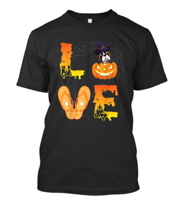 Moon Flip Flop Bat Spider Pumpkin Boxer Halloween Love T-Shirt