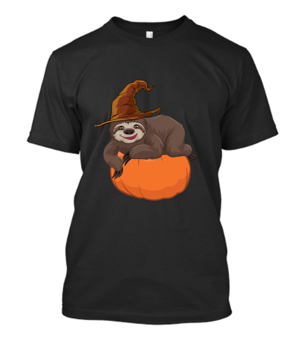 Sloth In Witch Hat On Pumpkin Thanksgiving Day T-Shirt