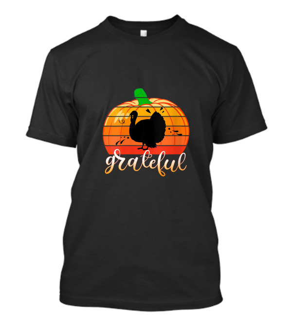 Grateful Turkey Day Vintage Retro Pumpkin Men Women T-Shirt