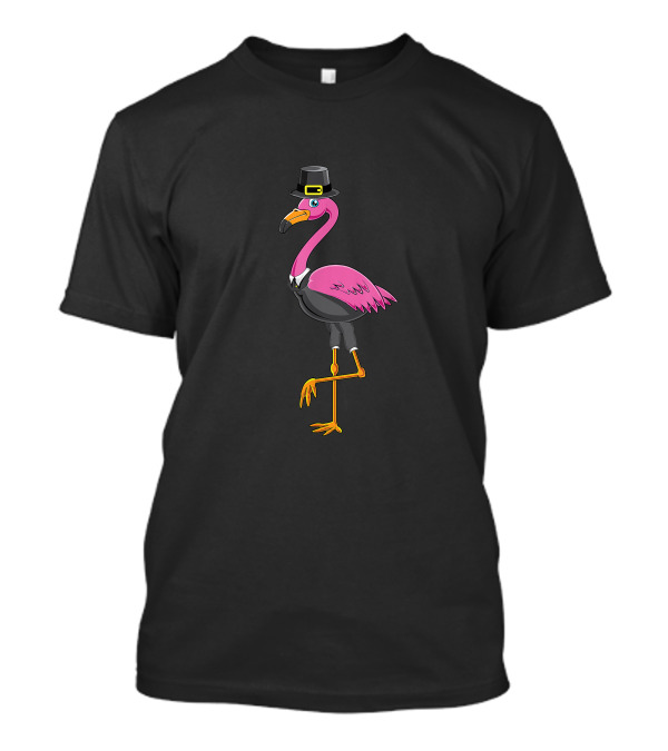 Flamingo Thanksgiving Pilgrim Turkey Day Lover Cute T-Shirt