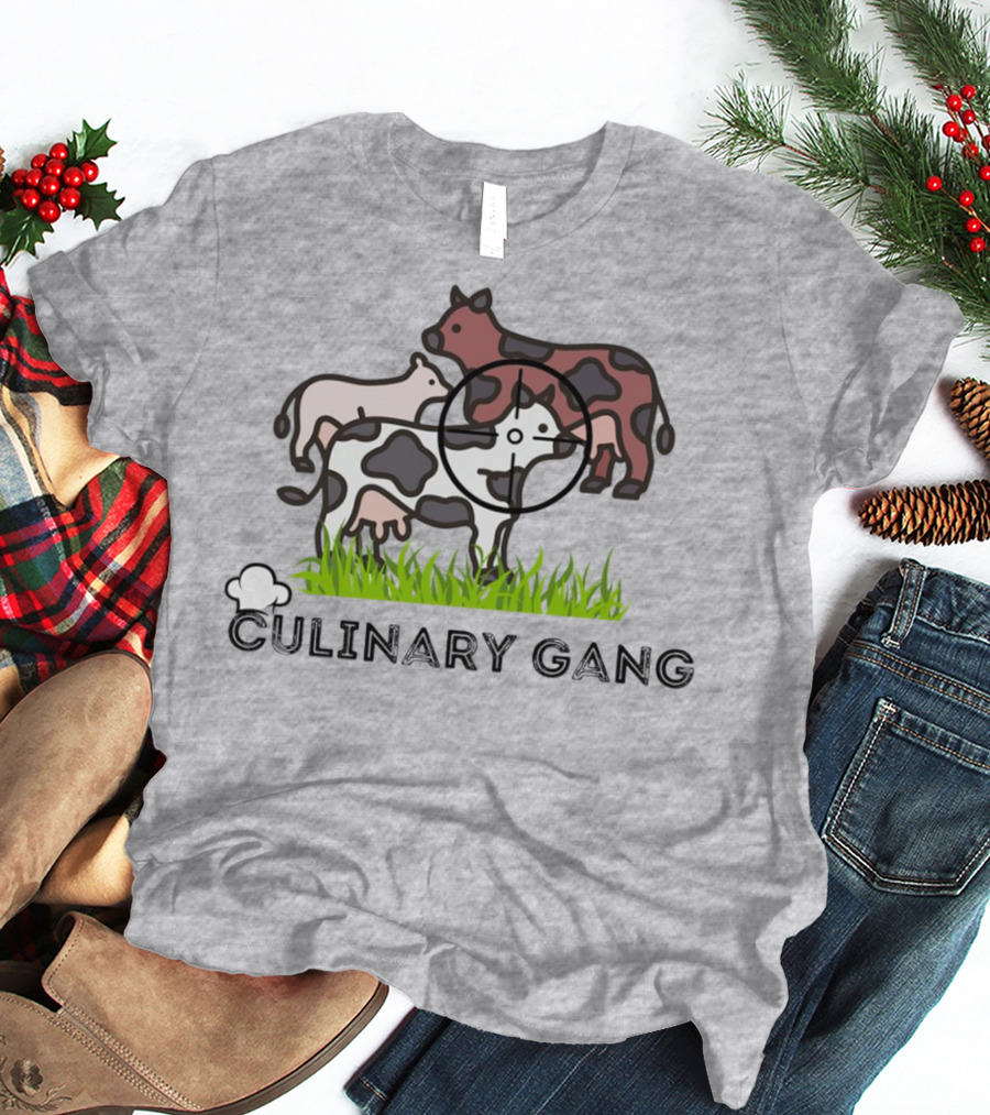Culinary Gang Cow Trio Targeting Humor T-Shirt