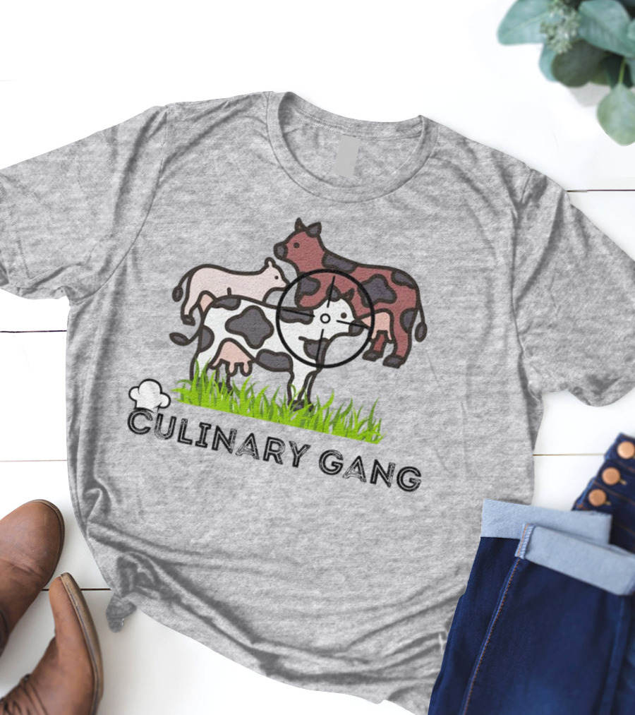 Culinary Gang Cow Trio Targeting Humor T-Shirt