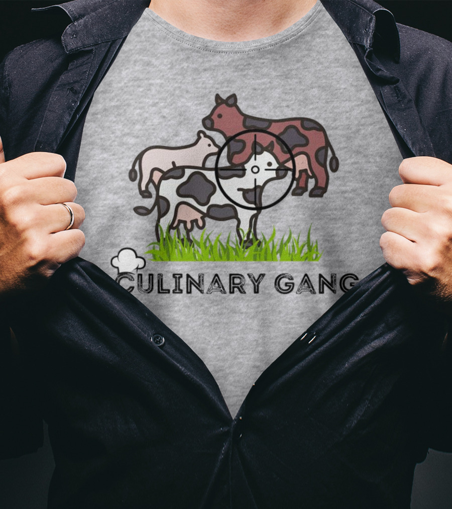 Culinary Gang Cow Trio Targeting Humor T-Shirt