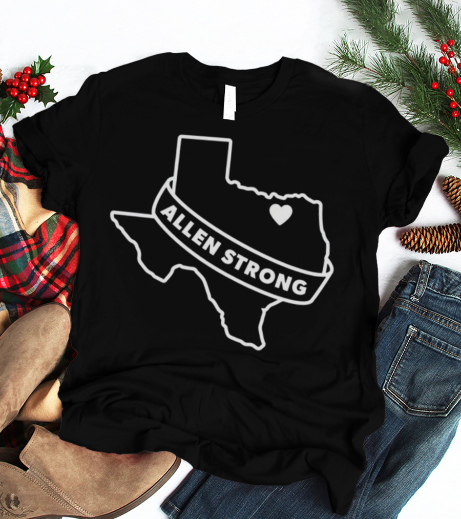 Allen Premium Outlets Texas Love Allen Strong Heart Map T-Shirt