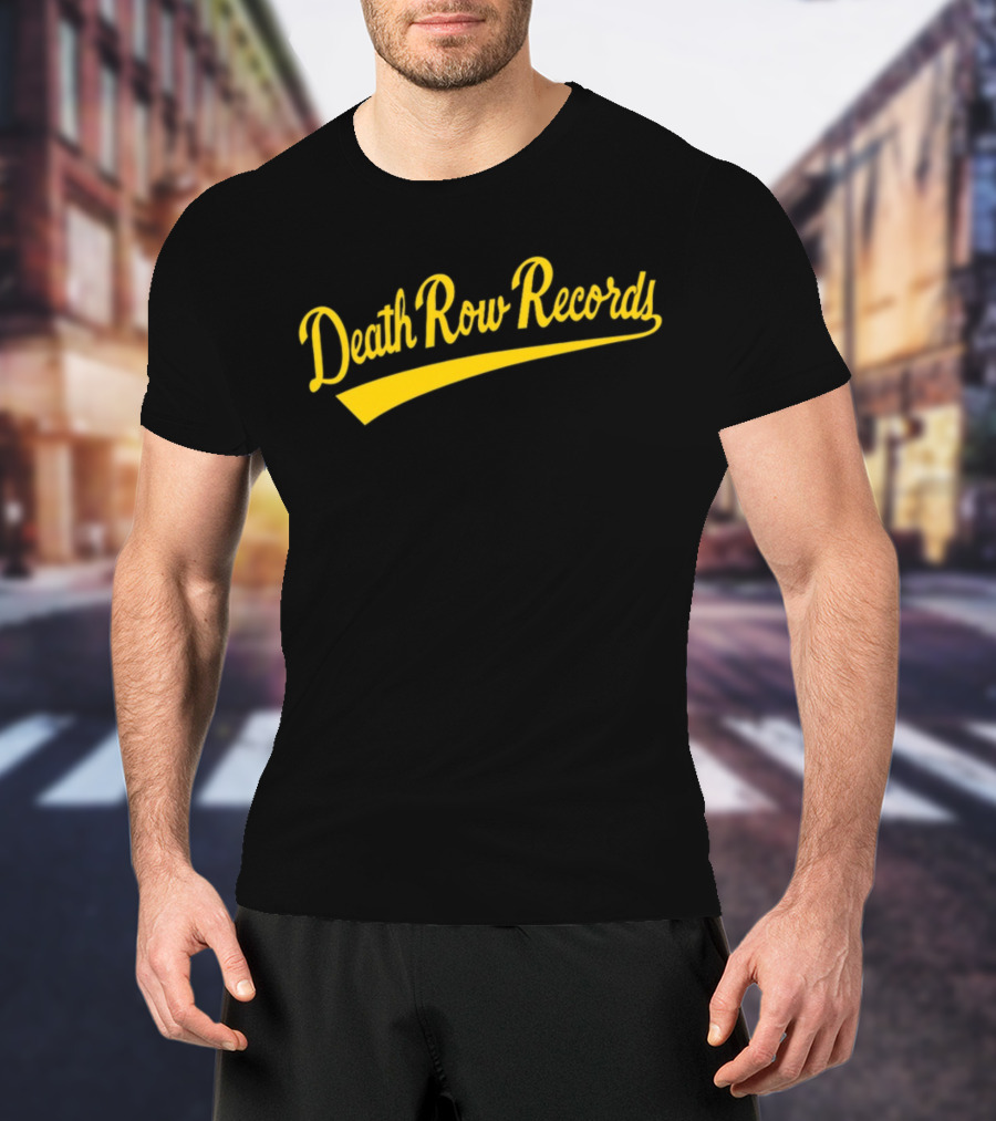 Death Row Records Baseball Style Yellow Script T-Shirt