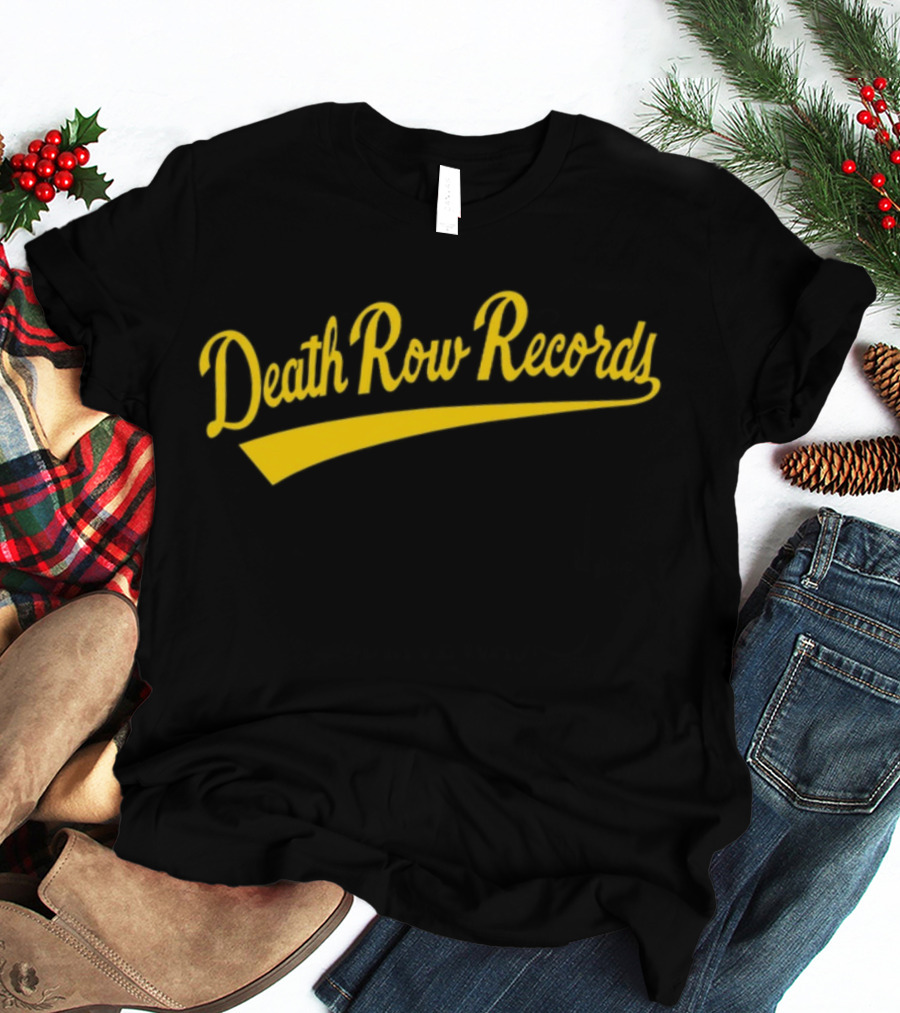 Death Row Records Baseball Style Yellow Script T-Shirt