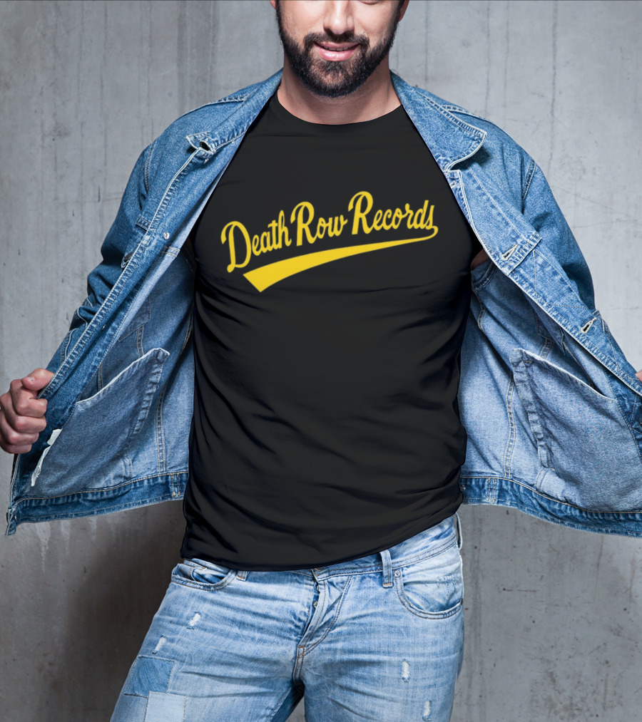Death Row Records Baseball Style Yellow Script T-Shirt